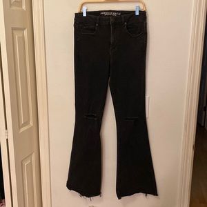 COPY - American Eagle Flare Distressed Black Washed Jeans
